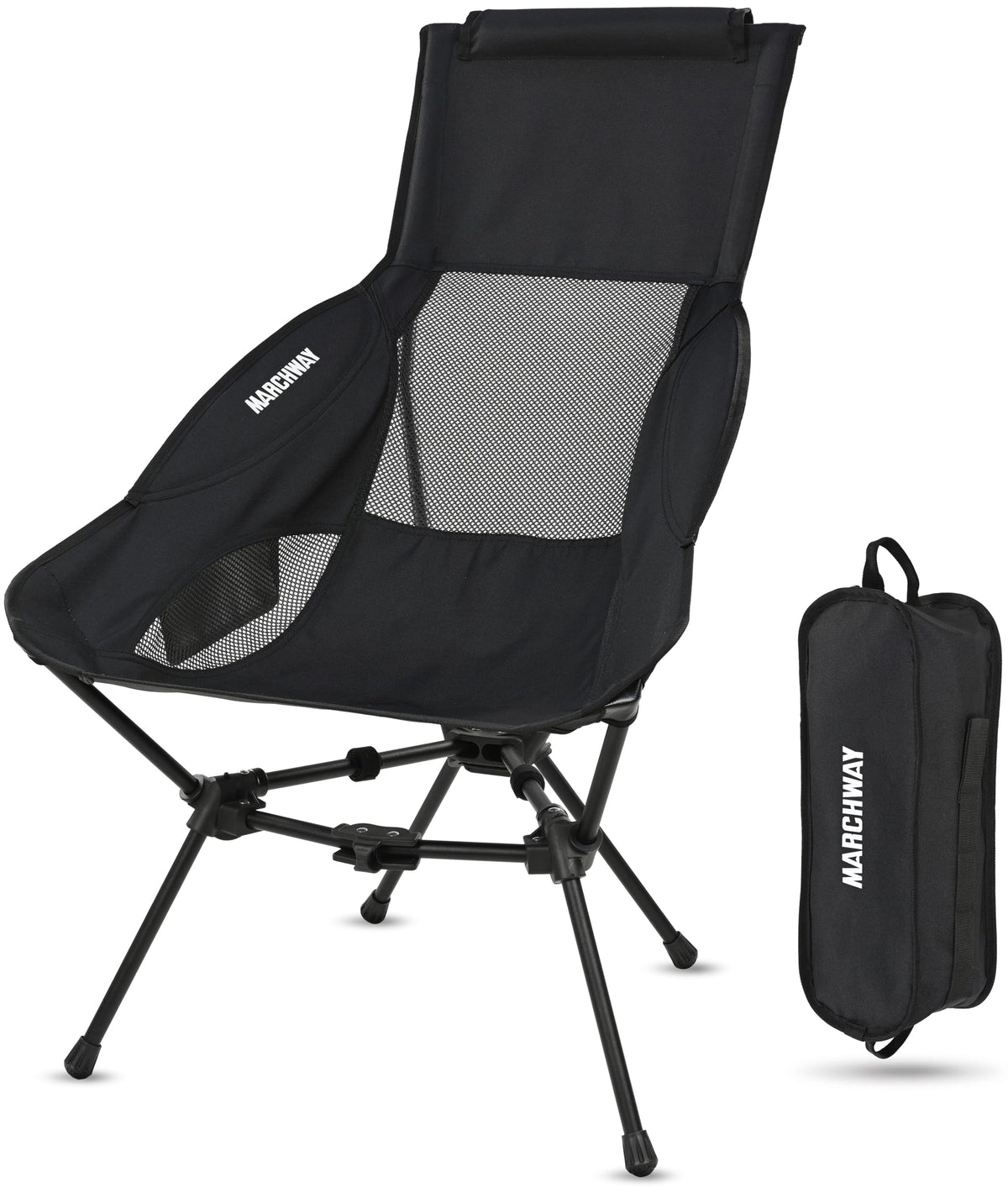 MARCHWAY Lightweight High Back Folding Camping Chair with Head Support