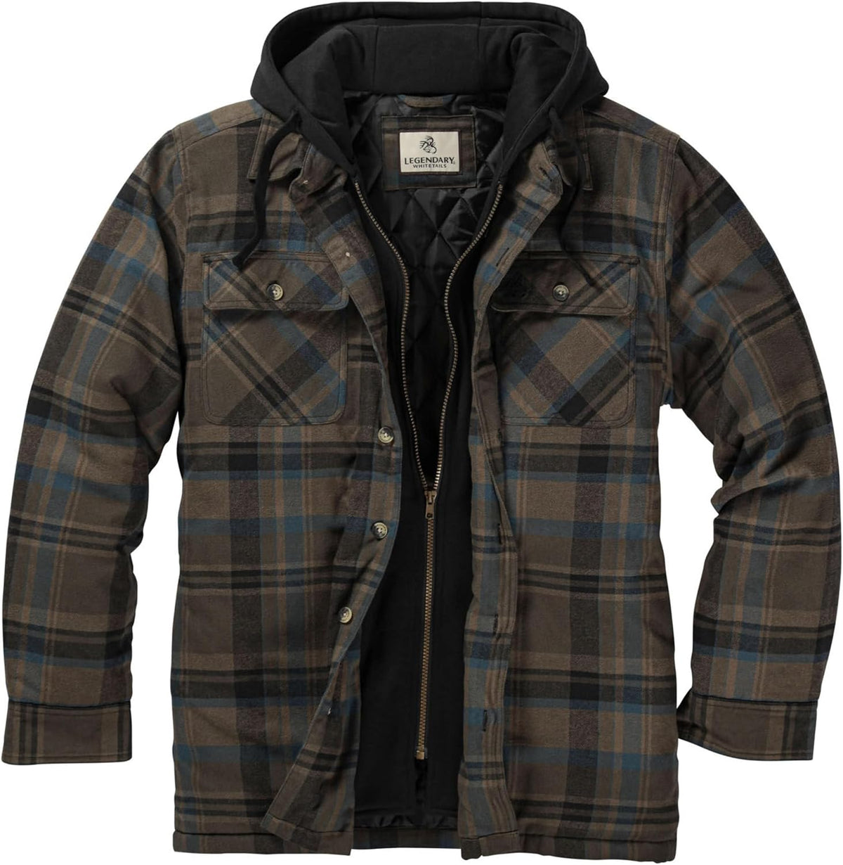 Legendary Whitetails Mens Flannel Shirt Jacket Hooded Insulated Shacket