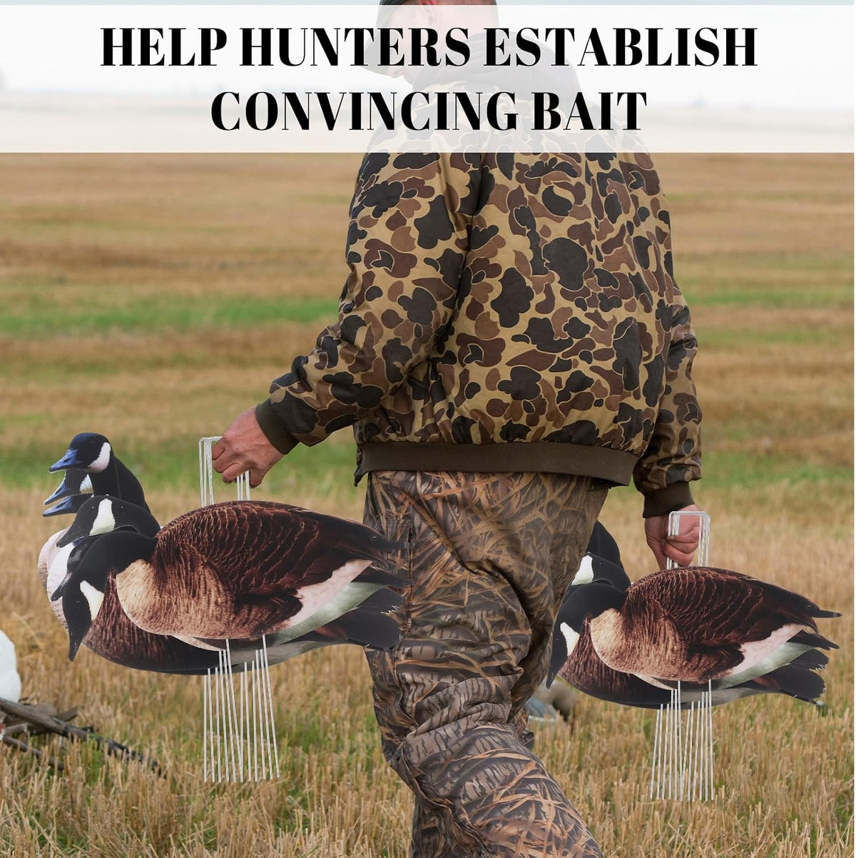 CroBlissful Goose Silhouette Decoys with Metal Stakes Goose Motion Decoys Set Outdoor Hunting Silhouette Stackable Realistic Vivid Easy to Carry for Field Pond