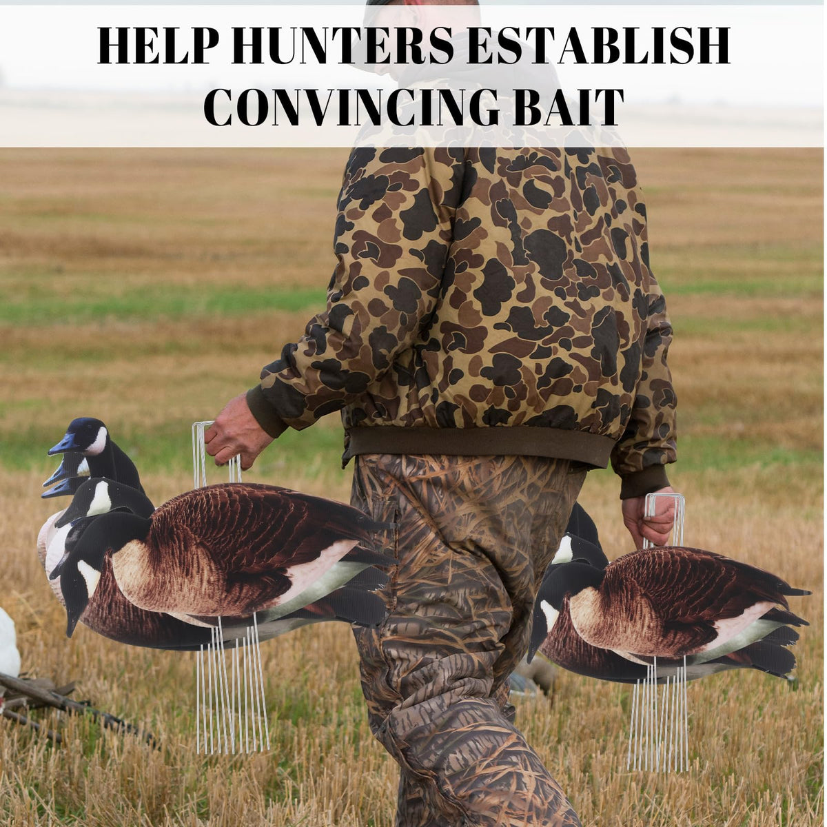 CroBlissful Goose Silhouette Decoys with Metal Stakes Goose Motion Decoys Set Outdoor Hunting Silhouette Stackable Realistic Vivid Easy to Carry for Field Pond