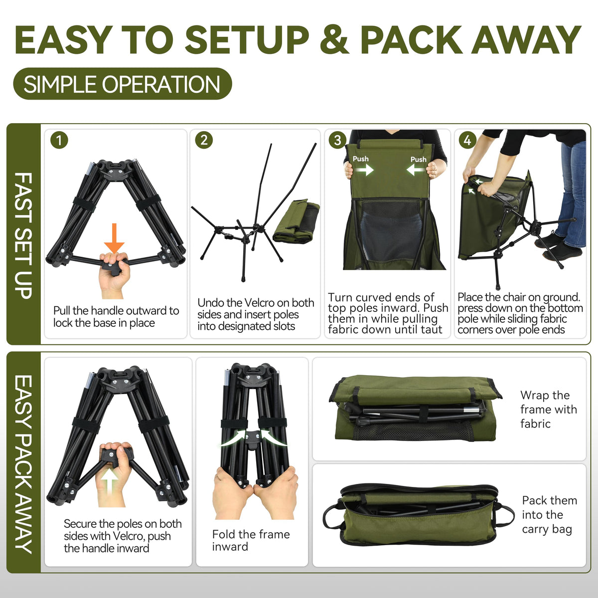 MARCHWAY Lightweight High Back Folding Camping Chair with Head Support
