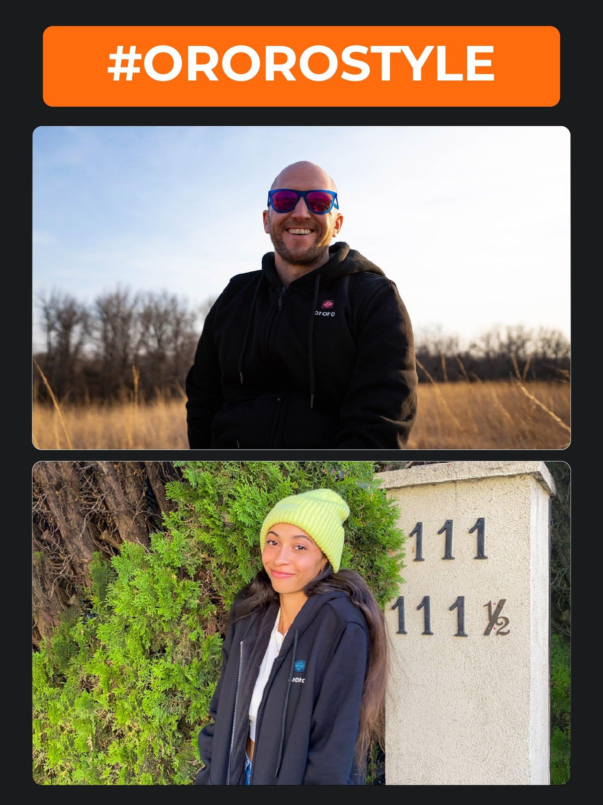 ORORO Unisex Heated Hoodie with Battery, 4-Zone Heating Fleece Hoodie