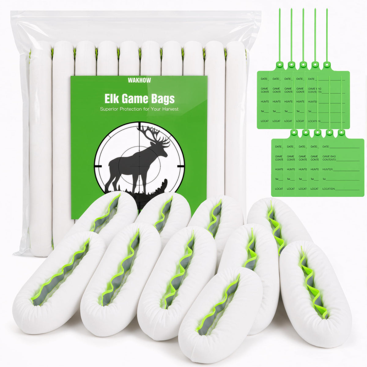 Wakhow Elk Game Bags, Field Dressing Meat Bags for Elk Deer Moose, 5 Pack