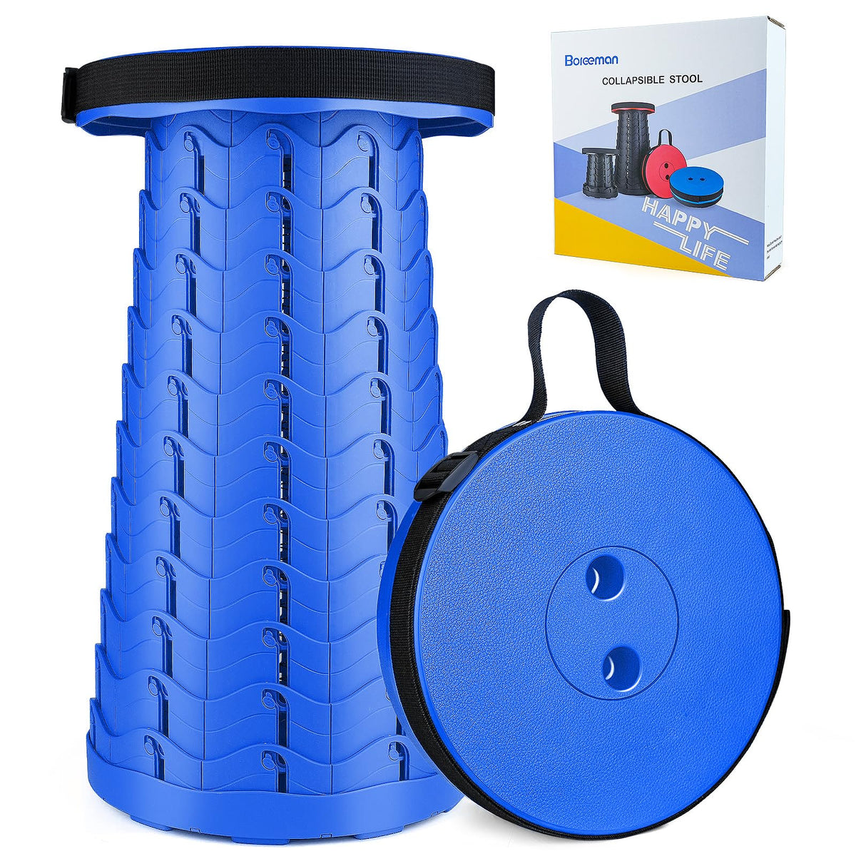 Boreeman Upgraded Folding Stool Lightweight Yet More Sturdy with Load Capacity 400lbs Portable Collapsible Stool for Camping Fishing Hiking BBQ (Blue)