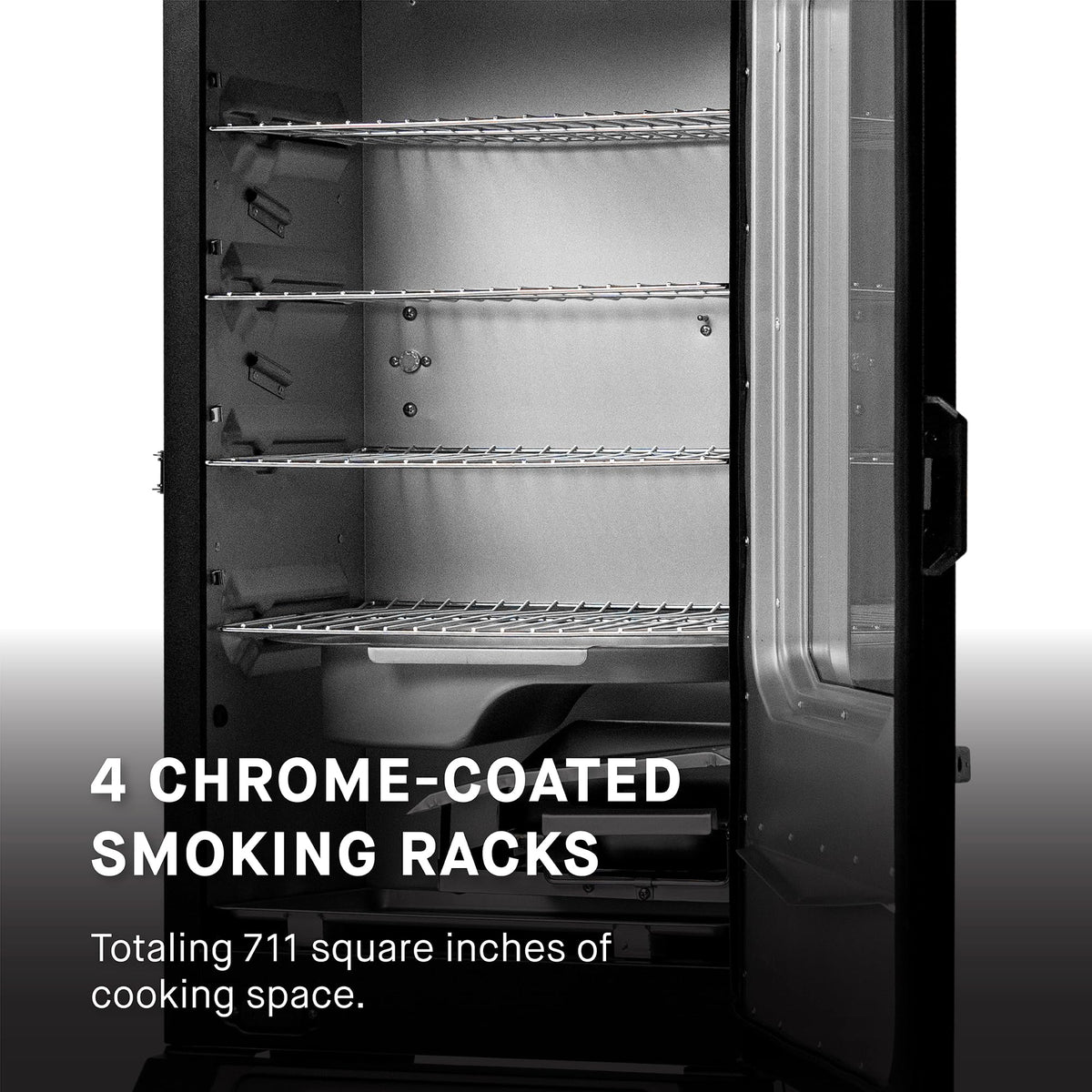 Masterbuilt® 30-inch Digital Electric Vertical BBQ Smoker with Side Wood Chip Loader, Chrome Racks and 710 Cooking Square Inches in Black, Model MB20071117