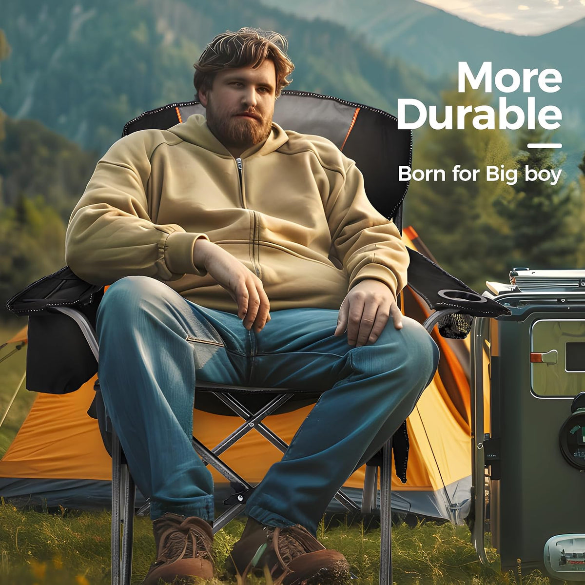 ALPHA CAMP Oversized Fully Padded Camping Chairs with Lumbar Support
