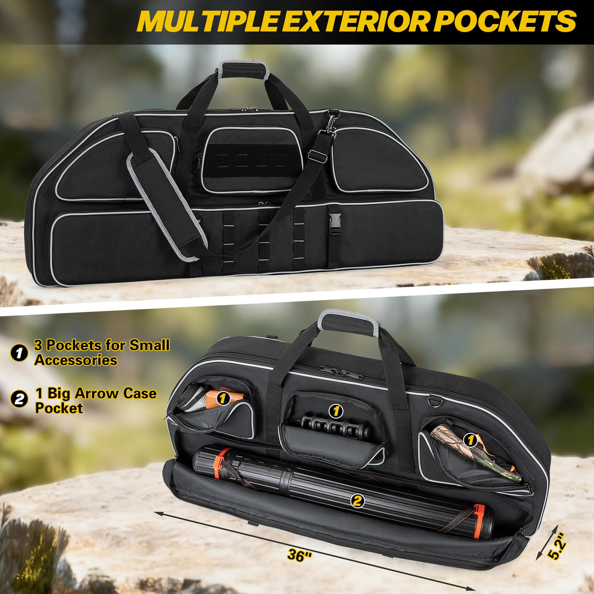 Soft Bow Case, Compound Bow Bag with Arrow Pocket