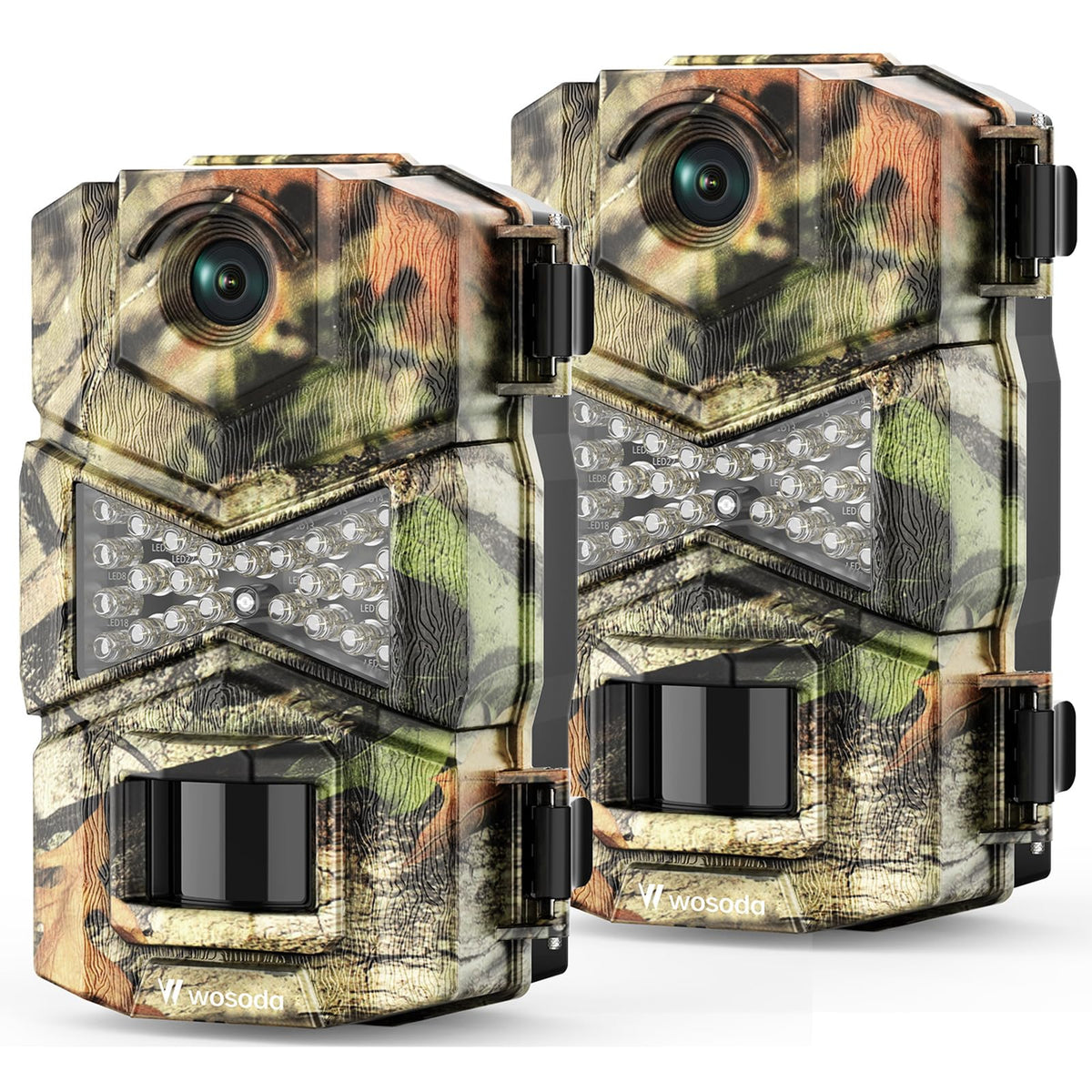 WOSODA 2 Pack Trail Cameras with Night Vision Motion Activated Waterproof,48MP Game Camera,1080P HD Trail Cam with SD Card for Wildlife Monitoring,Outdoor Scouting & Security(Non-WiFi)
