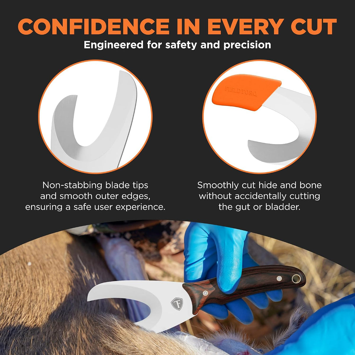 Field Dressing Kit | 3-in-1 Super Tool with Sheath & Sharpener | Gut Hook | Deer Hunting Knife Set | Pakkawood | Men's Hunting Gift Accessory