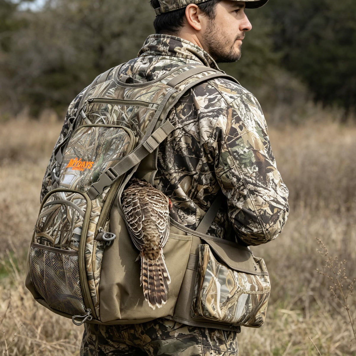 MYDAYS Upland Bird Vest Backpack, Hunting Tactical Vest with Game Pouch and Pockets for Outdoor Bird Hunting
