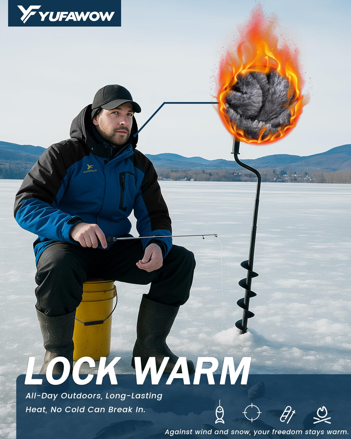 Yufawow Men Winter Jacket Skiing Jacket Insulated Fleece Lined Waterproof Windbreaker for Snowboard Hiking Camping ATV Outdoor Work