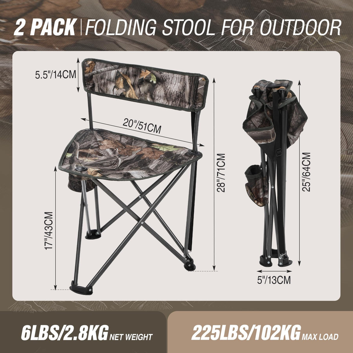 REDCAMP 2 Pack Tripod Hunting Chairs for Blinds