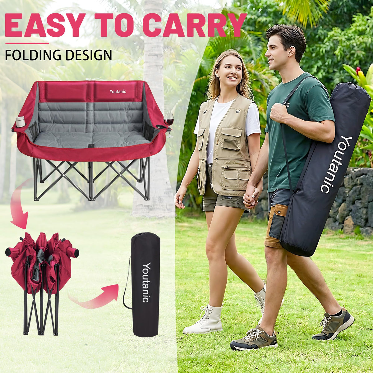 Youtanic Oversized Camping Chair, Portable Folding Camping Chairs