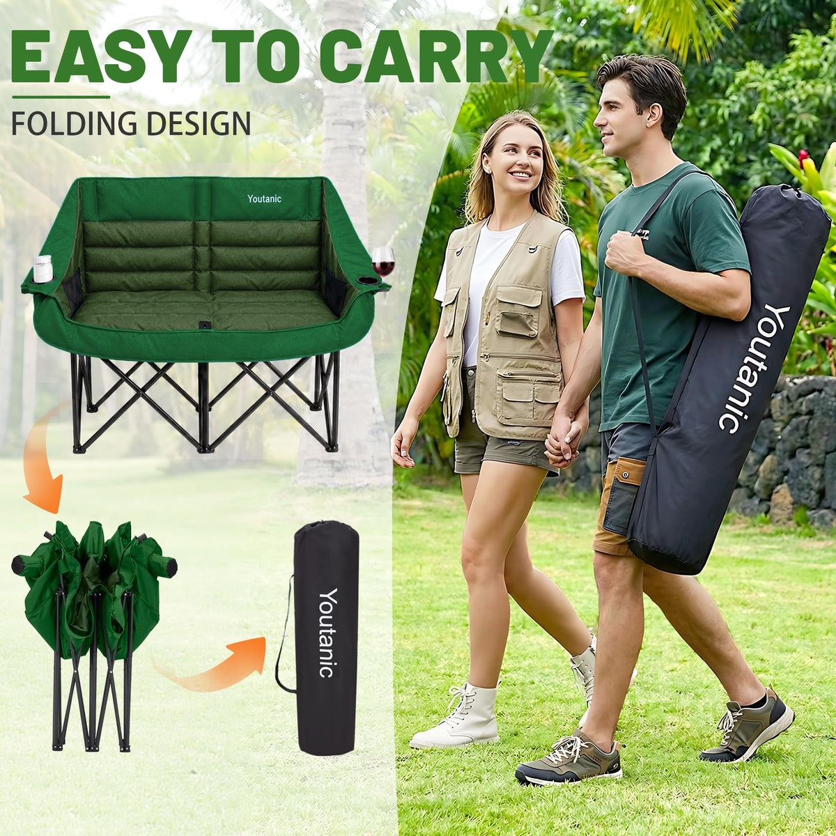 Youtanic Oversized Camping Chair, Portable Folding Camping Chairs