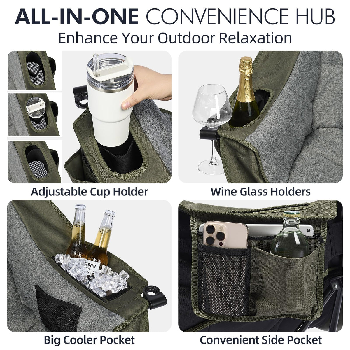 Heated Oversized Camping Chair - Heavy Duty Padded Comfy Warm Outdoor Chair