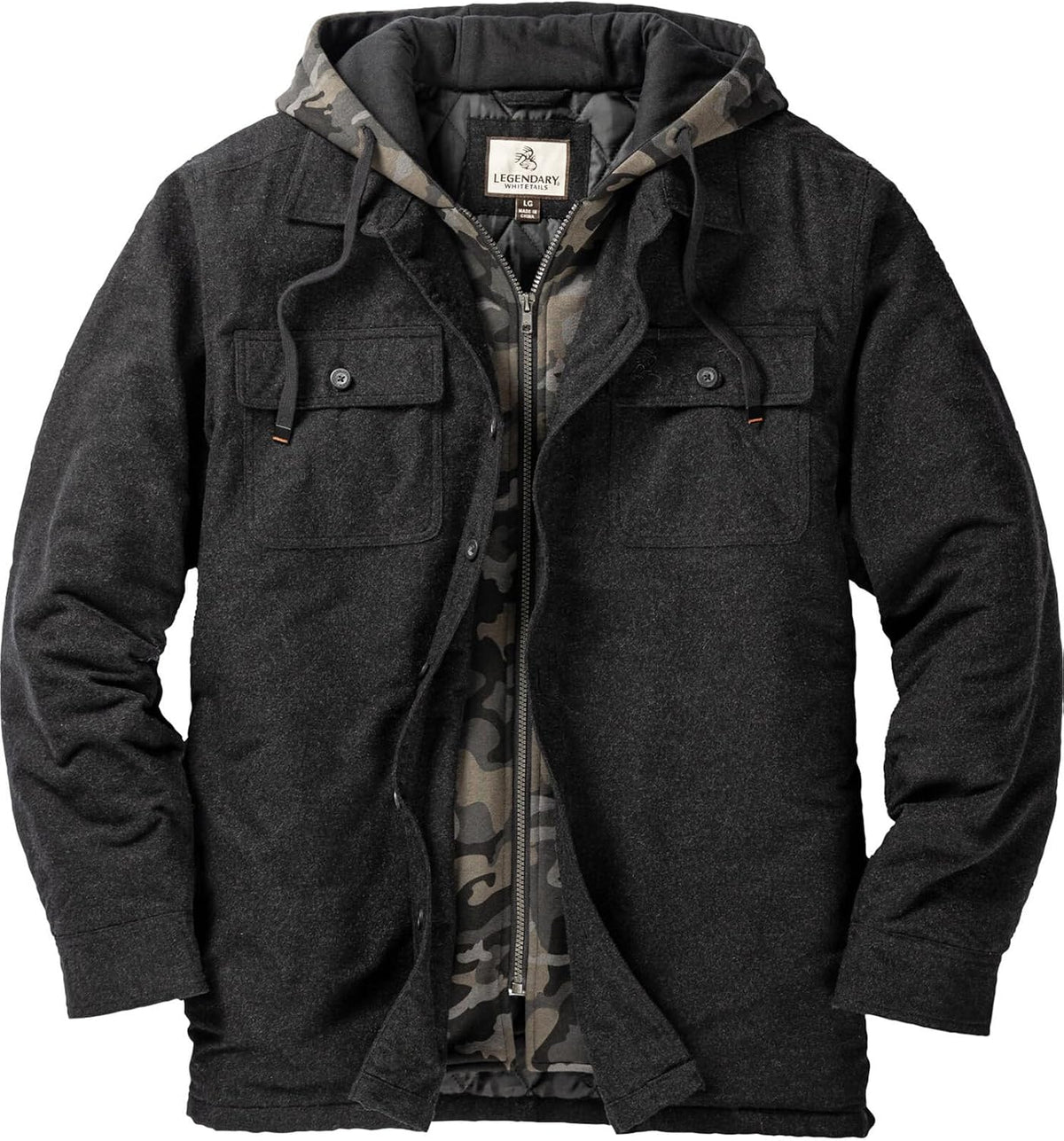 Legendary Whitetails Mens Flannel Shirt Jacket Hooded Insulated Shacket