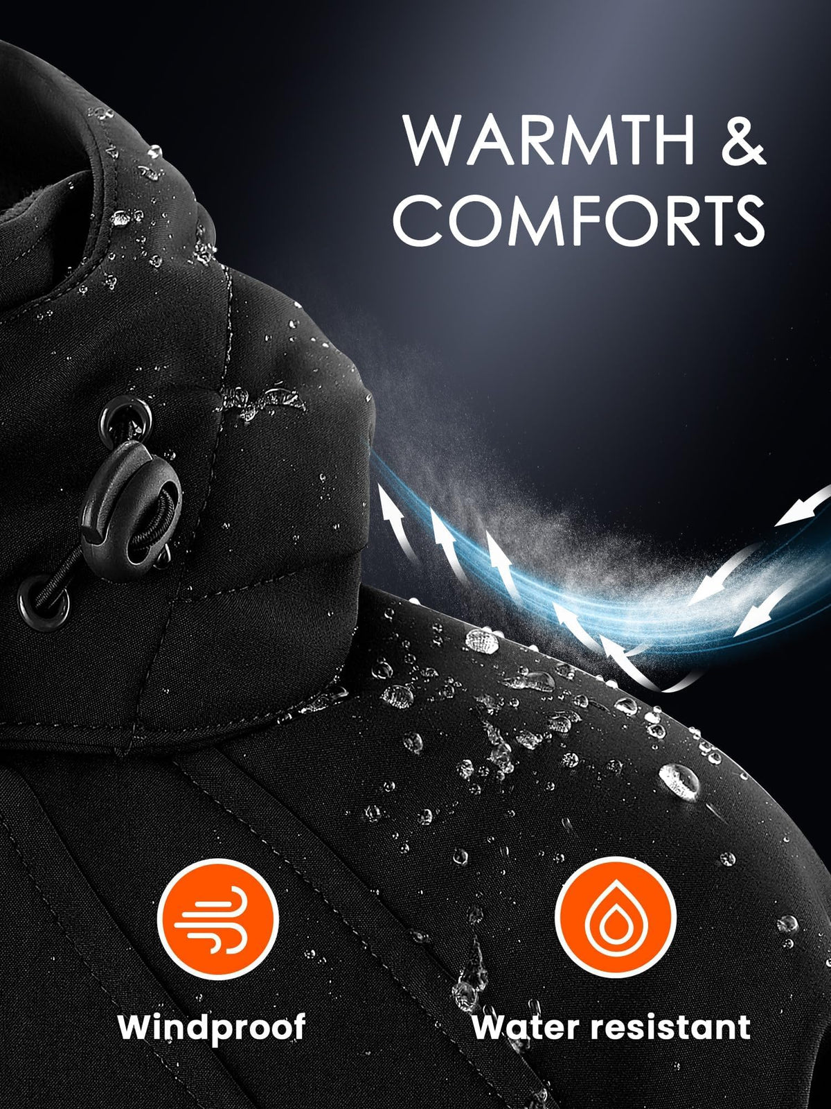 WASOTO Heated Jackets for Women 18400 mAh Battery Pack Water-Resistant Slim Fit with Detachable Hood Hiking Jackets