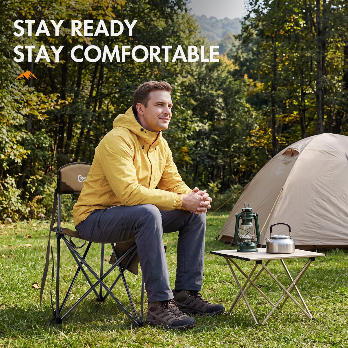 Portal Extra Large Quick Folding Tripod Stool with Backrest Fishing Camping Chair with Carry Strap