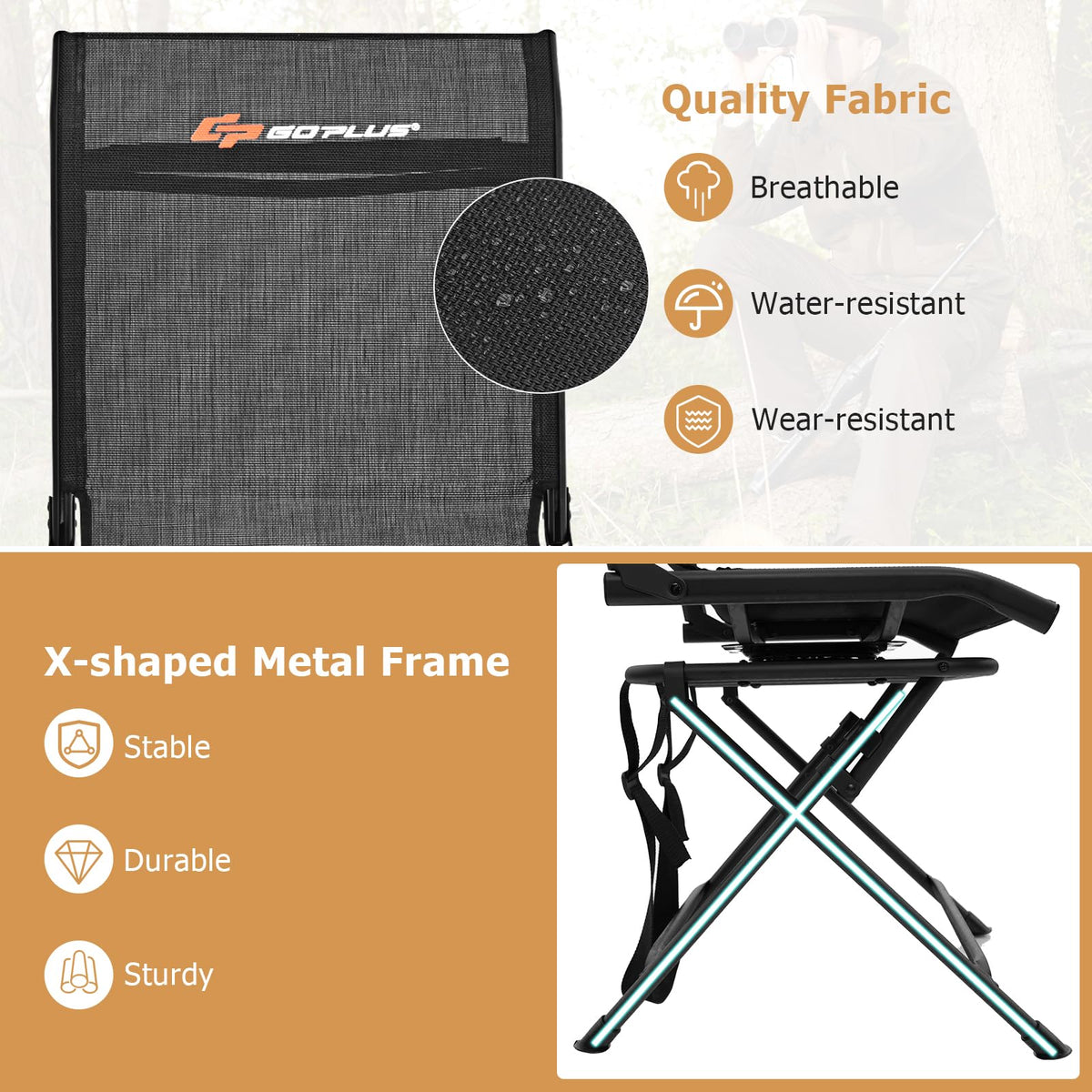 Goplus Hunting Chair, 360° Swivel Folding Hunting Blind Chair with Carrying Strap, 330LBS Capacity, Portable Deer Hunting Stool, Silent Ground Dove Hunting Chair, No Assembly