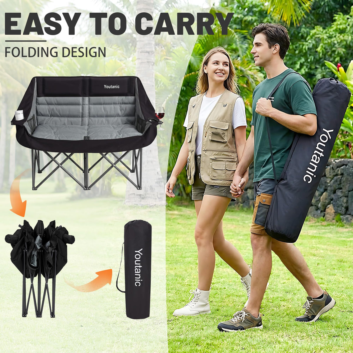 Youtanic Oversized Camping Chair, Portable Folding Camping Chairs