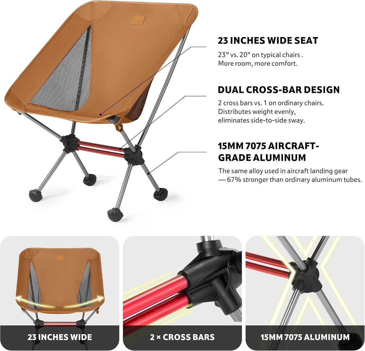 Naturehike YL08 Ultralight Camping Chair — Only 2.12 LBS, Anti-Sinking Feet