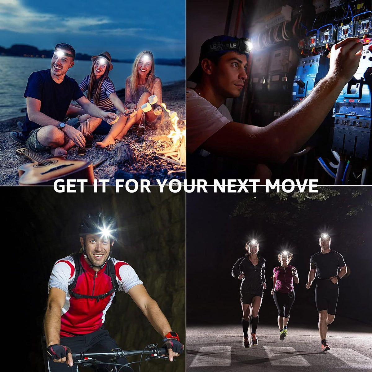 Lepro LED Headlamp Rechargeable IPX4 Waterproof Headlight 5 Modes - Black