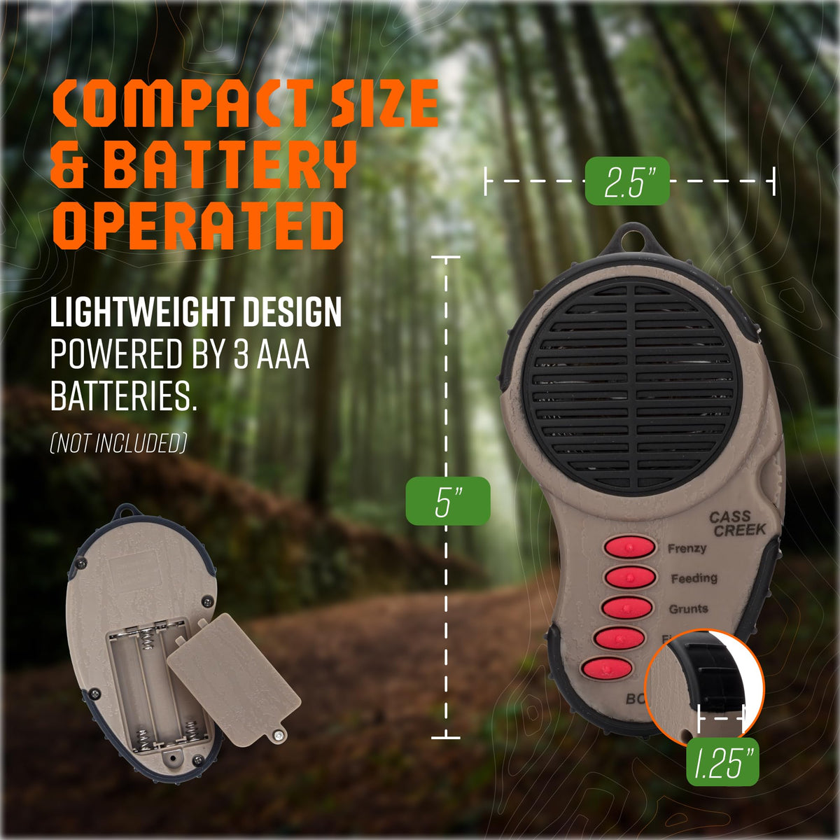 Cass Creek Ergo Call, Handheld Electronic Hunting Call, Compact Design, 5 Authentic Calls in 1, Expert Calls for Everyone