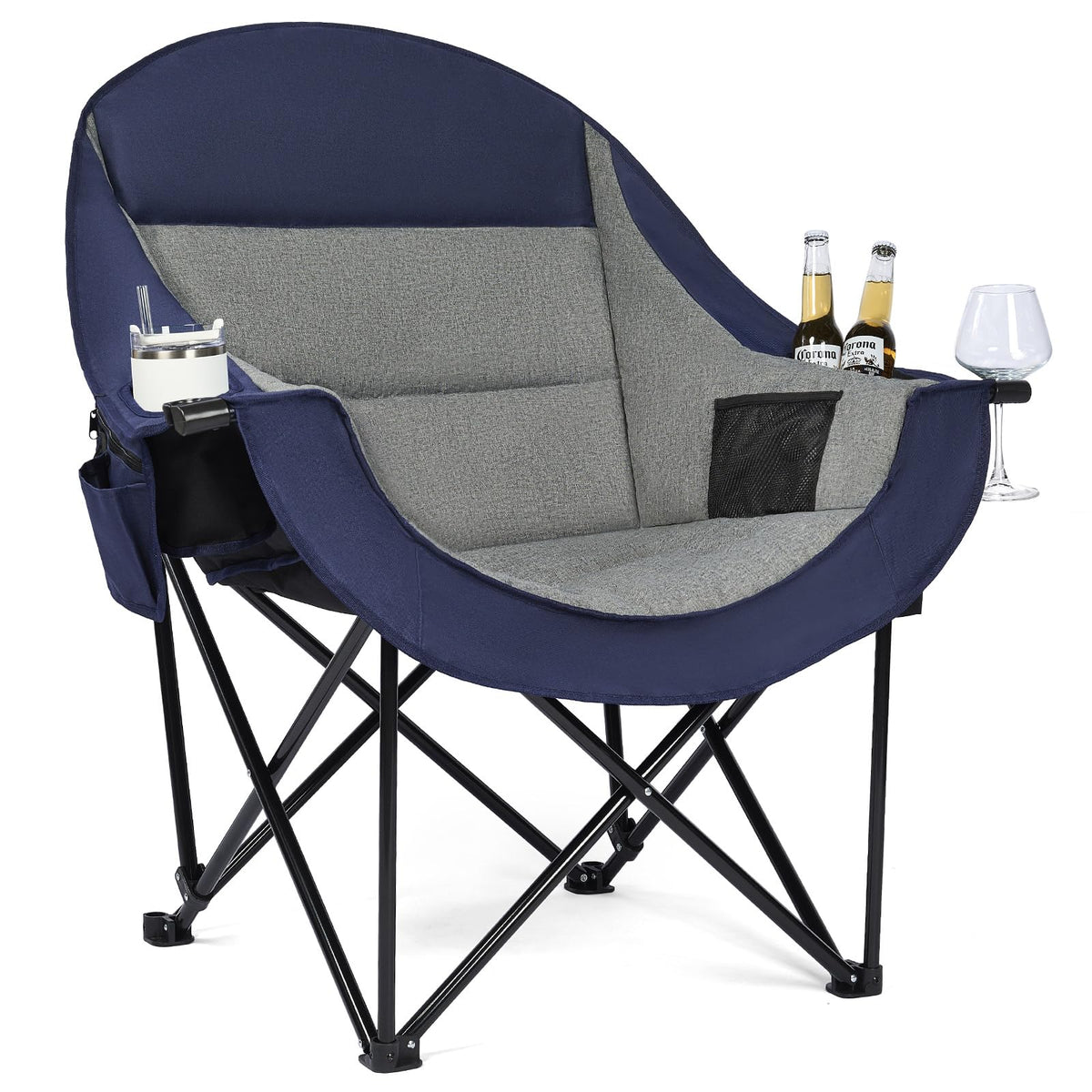 Heated Oversized Camping Chair - Heavy Duty Padded Comfy Warm Outdoor Chair