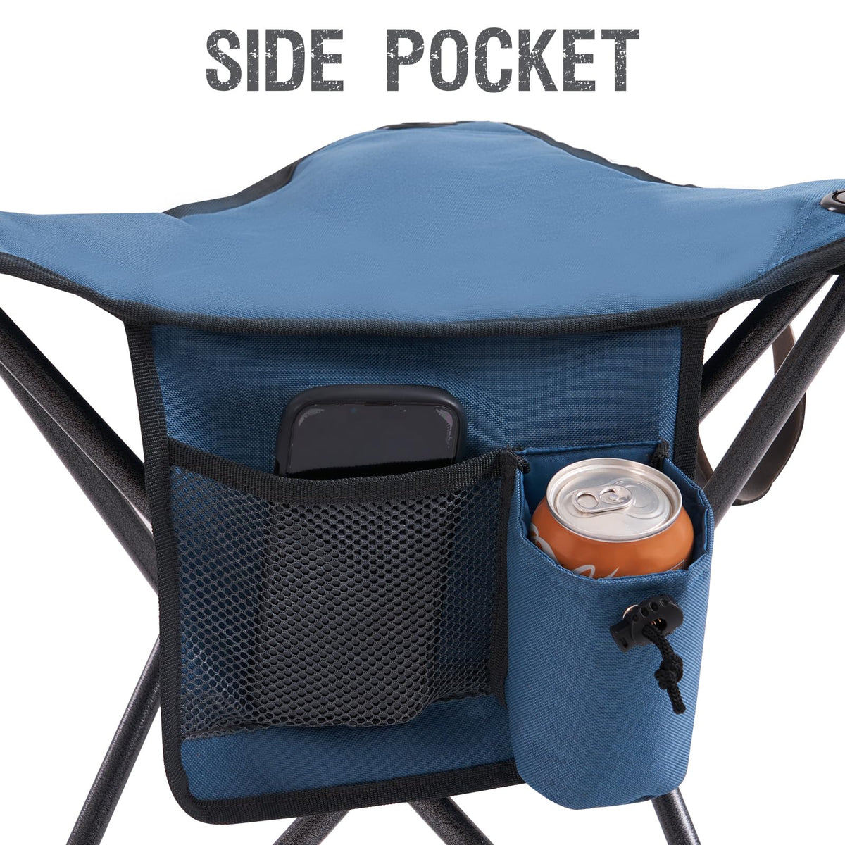 Portal Extra Large Quick Folding Tripod Stool with Backrest Fishing Camping Chair with Carry Strap