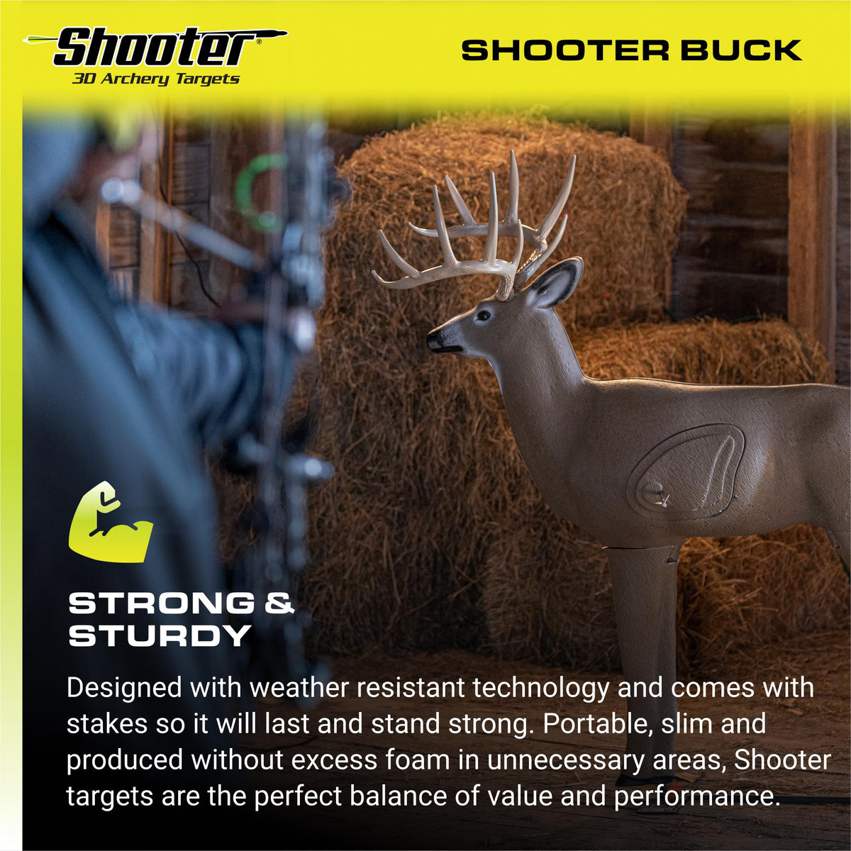SHOOTER Buck 3D Archery Target, Replaceable Insert for Long Life, Weather-Resistant Construction, High-Density Impact-Response Foam Withstands Field Points, Broadheads, and Expandables
