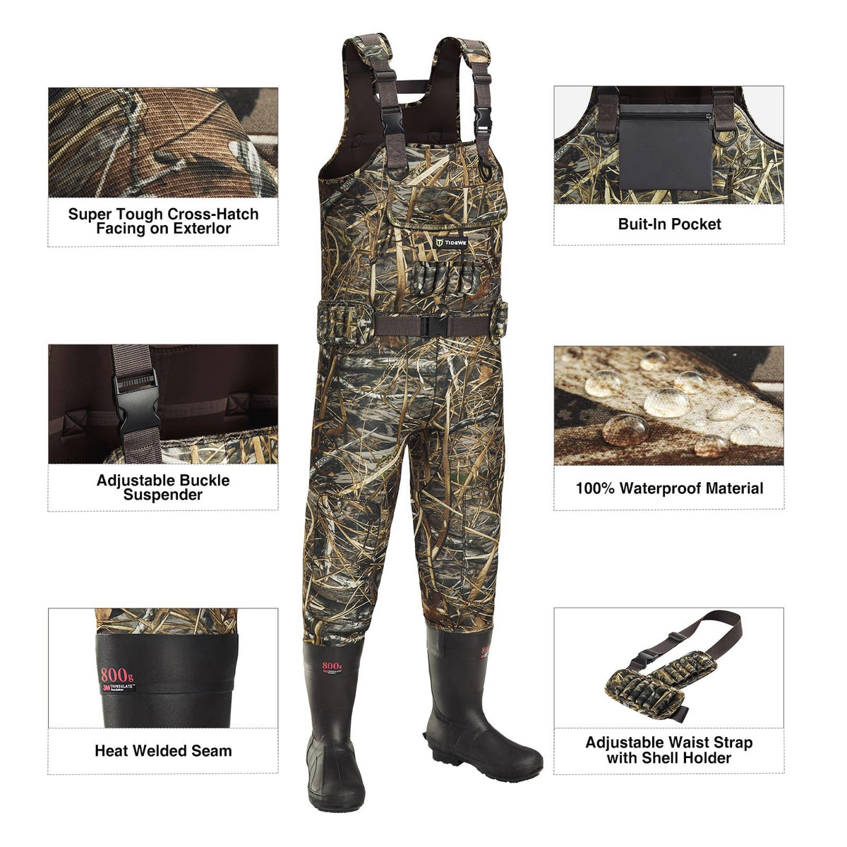 TIDEWE Chest Hunting Waders for Men, Waterproof Neoprene Waders