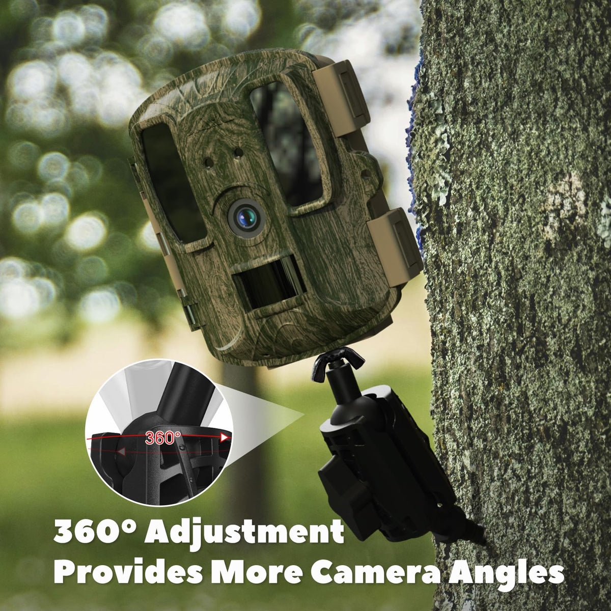 Adjustable Trail Camera Tree Mount: Game & Hunting Camera Outdoor Mounting Bracket Holder with Double 360° Swivel Tilt Ball Joints, 4 Pack
