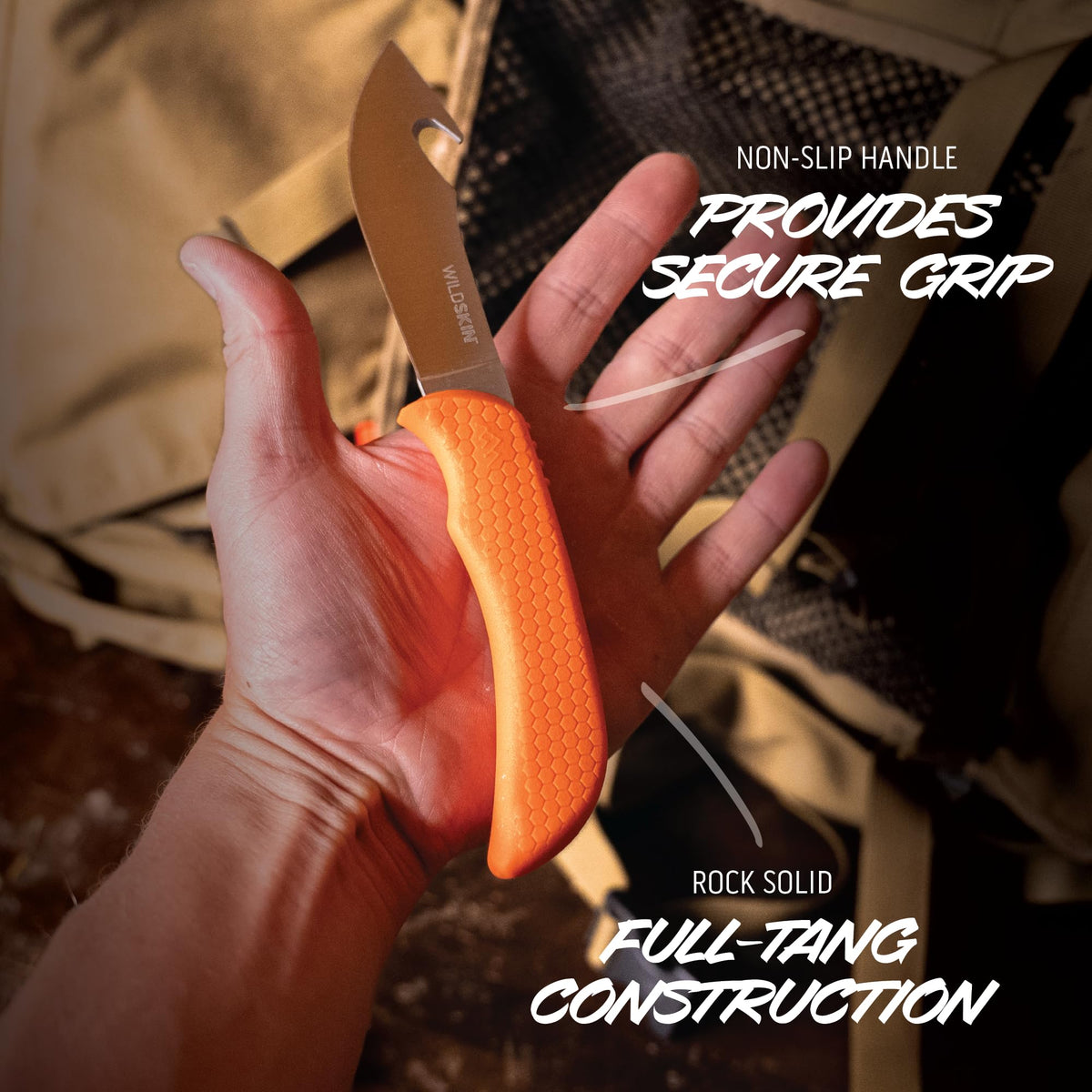 OUTDOOR EDGE WildGuide 4-Piece Hunting Knife Set & Field Dressing Kit | Featuring Razor-Sharp Caping Blade, Gut-Hook Skinning Knife, Bone Saw, in a Camo Nylon Belt Sheath | Butcher Knife Set for Deer
