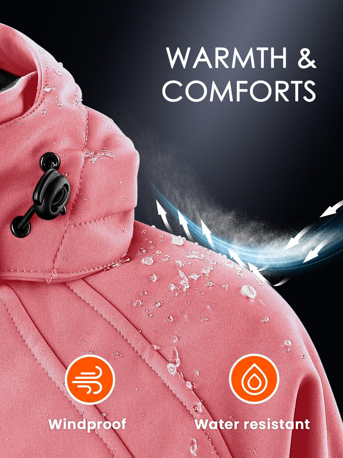 WASOTO Heated Jackets for Women 18400 mAh Battery Pack Water-Resistant Slim Fit with Detachable Hood Hiking Jackets