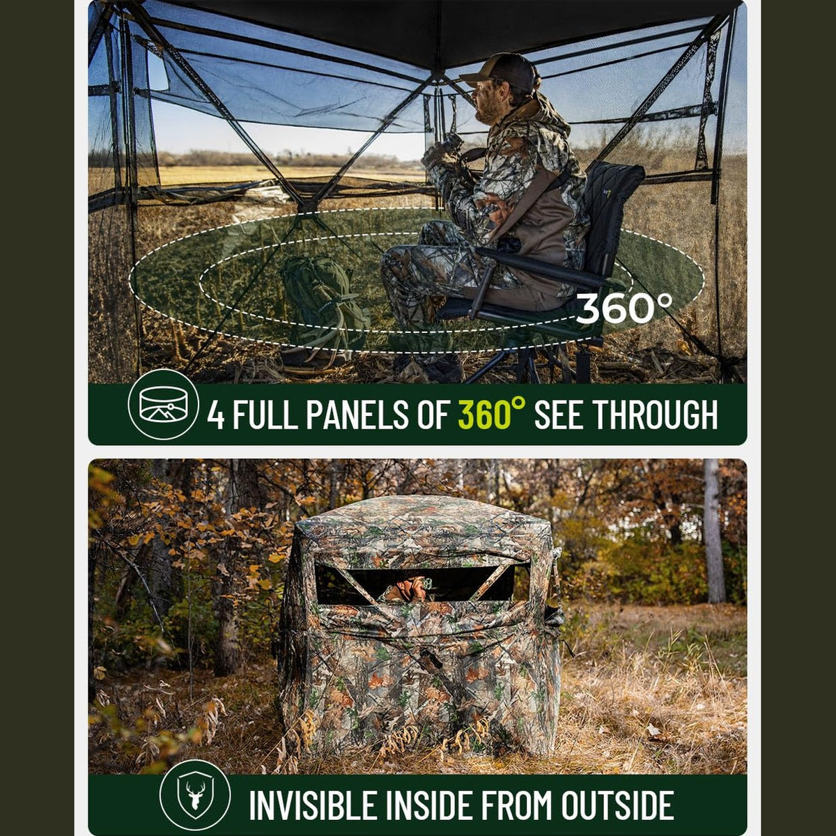 TIDEWE Hunting Blind, 270°/360° See Through Ground Blind