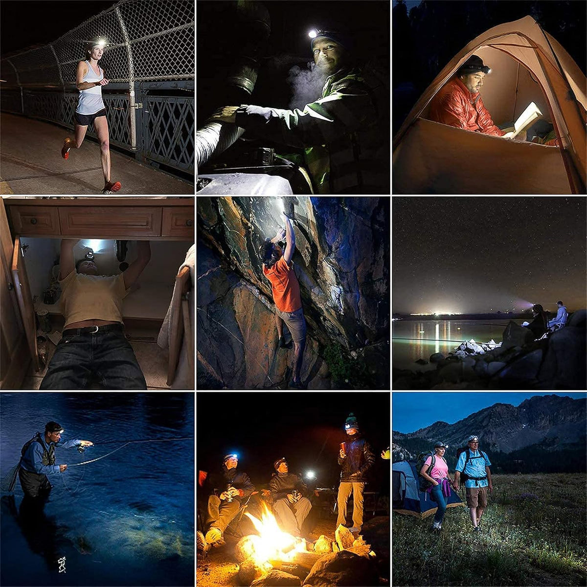 Lepro LED Headlamp Rechargeable IPX4 Waterproof Headlight 5 Modes - Black