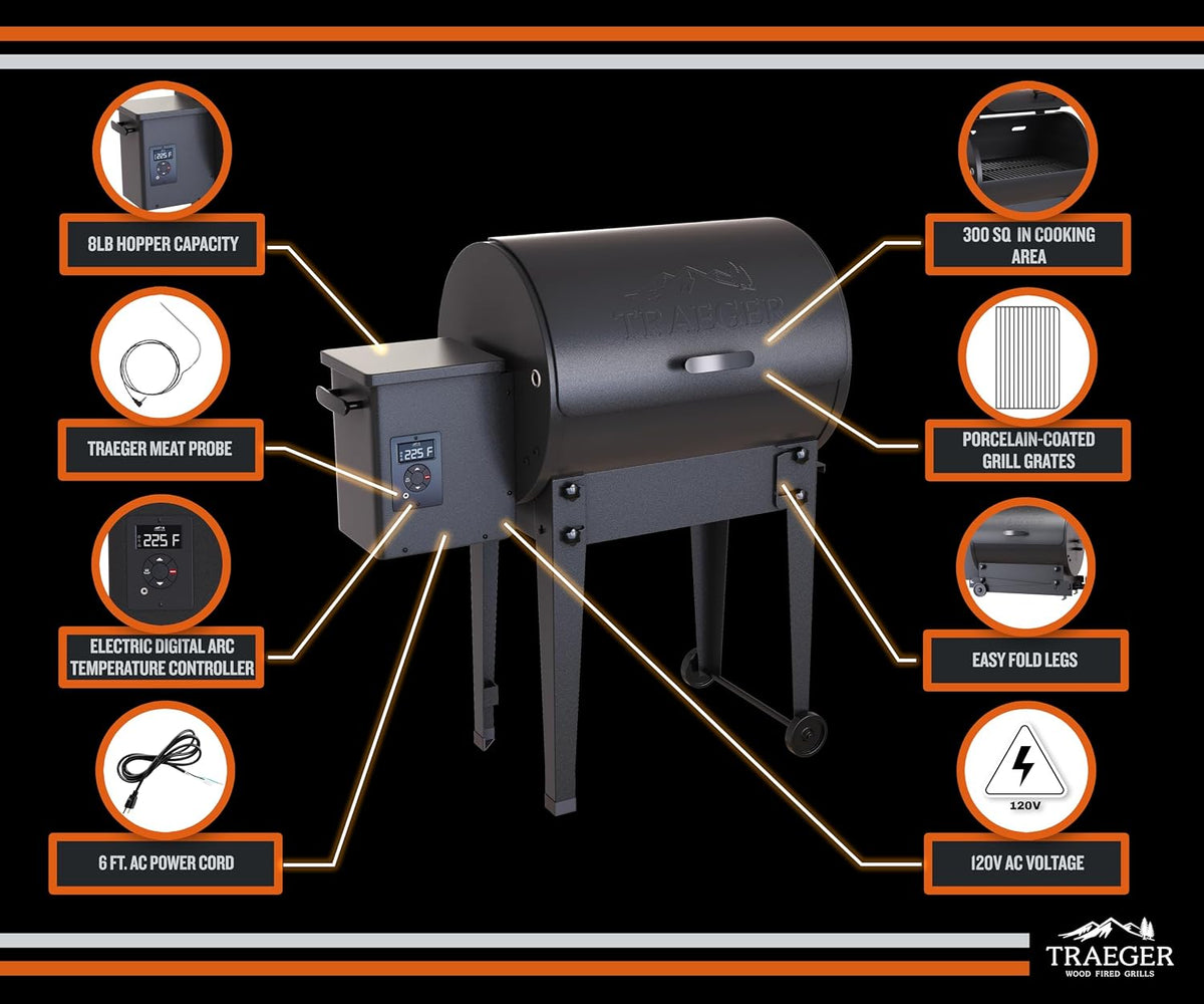 Traeger Tailgater Portable Wood Pellet Grill & Smoker, 300 Sq In
