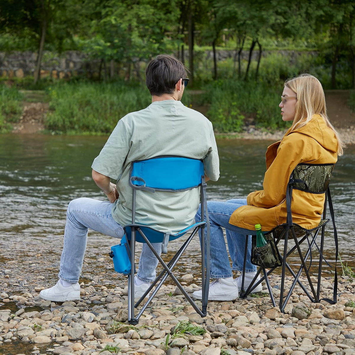 Portal Extra Large Quick Folding Tripod Stool with Backrest Fishing Camping Chair with Carry Strap