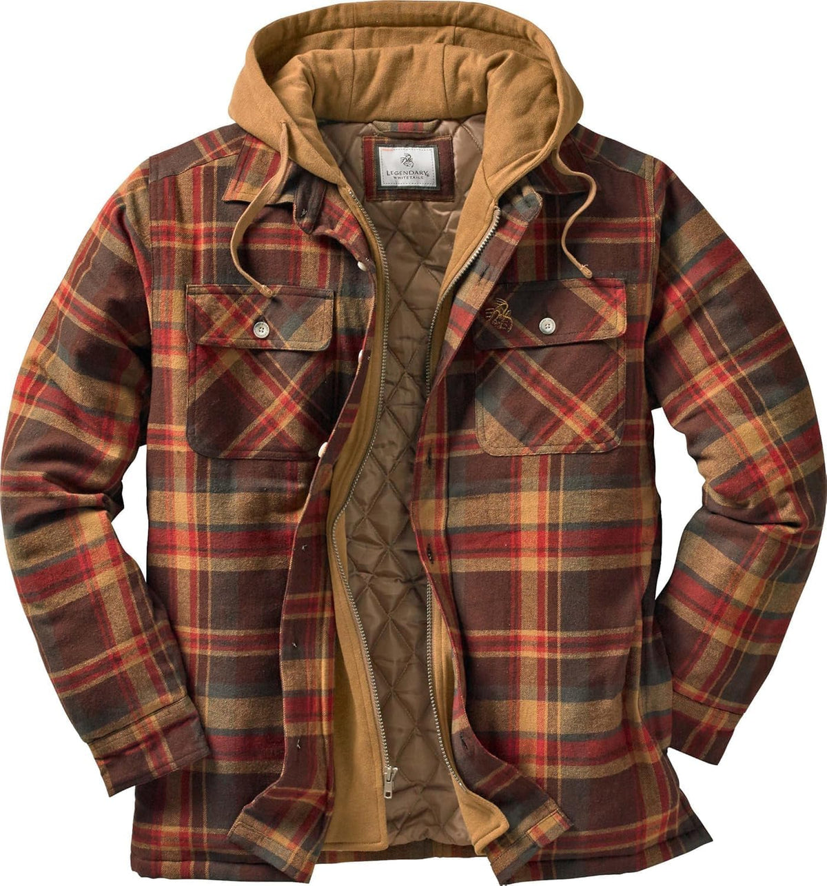 Legendary Whitetails Mens Flannel Shirt Jacket Hooded Insulated Shacket