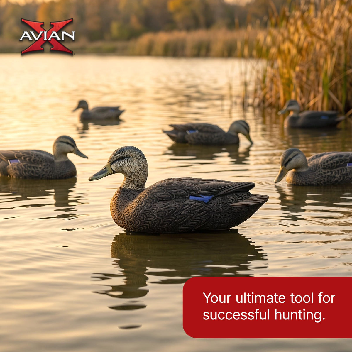 Avian-X Topflight Realistic Duck Decoy Sets with Flocked Bodies, 6 Unique Postures, Weight Forward Swim Keel, & Durable No Flake Finish