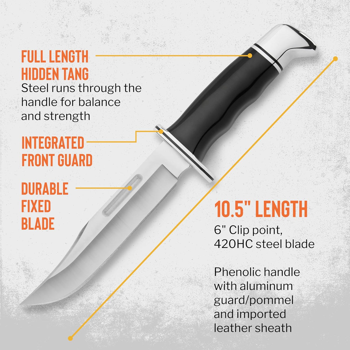 Buck Knives 119 Special Hunting Knife with Sheath, Phenolic Handle, 7.5 oz