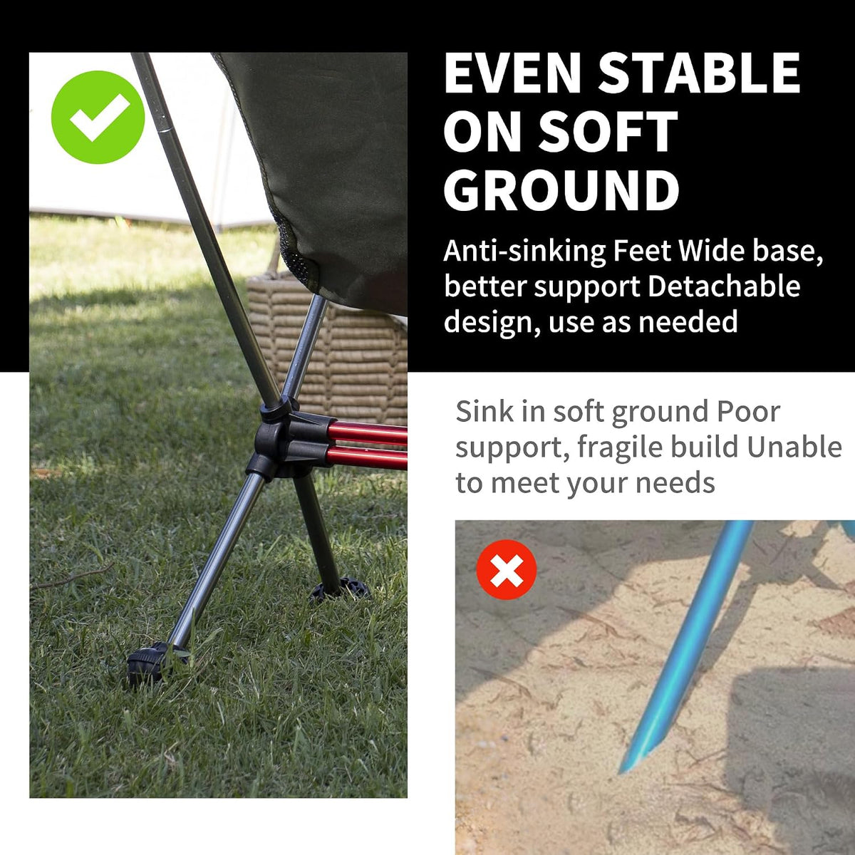 Naturehike YL08 Ultralight Camping Chair — Only 2.12 LBS, Anti-Sinking Feet