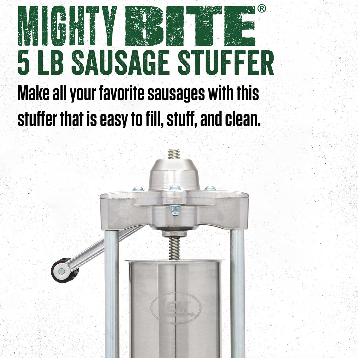LEM Products MightyBite 5 lb Sausage Stuffer, Professional Design, Stainless Steel, Includes Clamps & Stuffing Tubes, Removable Cylinder, Air-Release Piston, Meat Stuffer Machine for Home Use