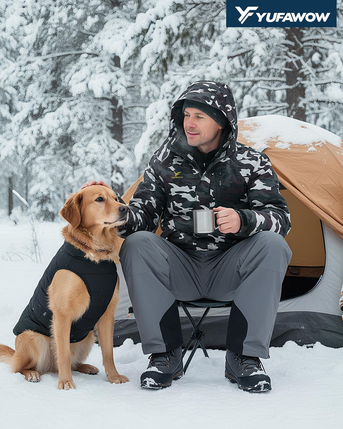 Yufawow Men Winter Jacket Skiing Jacket Insulated Fleece Lined Waterproof Windbreaker for Snowboard Hiking Camping ATV Outdoor Work