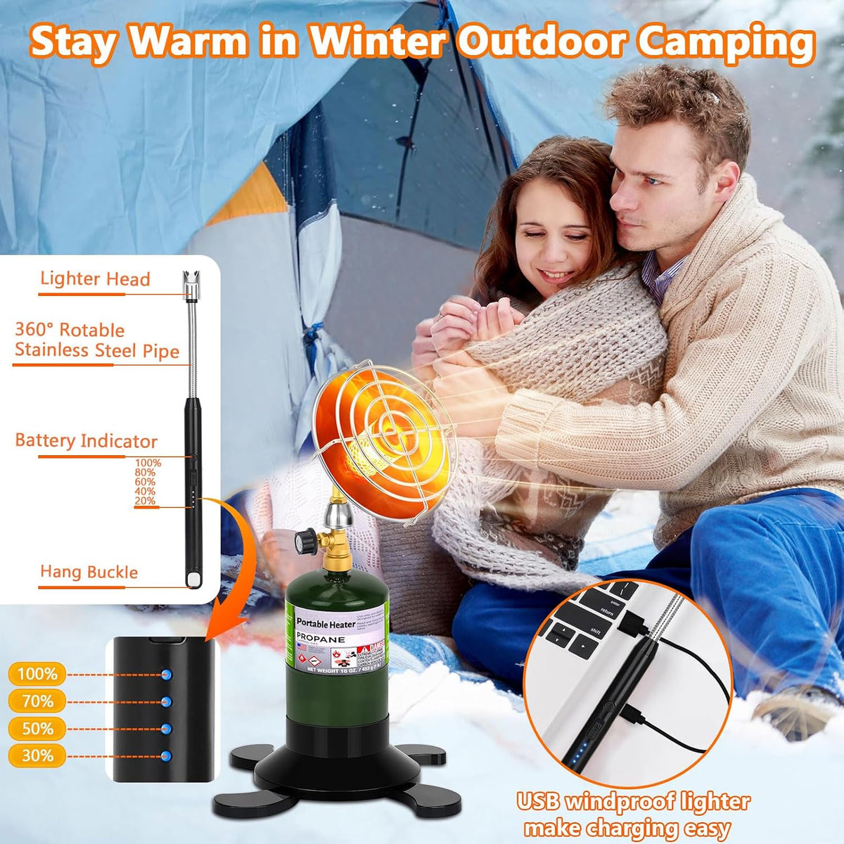 Portable Propane Heater for Camping Outdoor, Space Patio Tent Heater