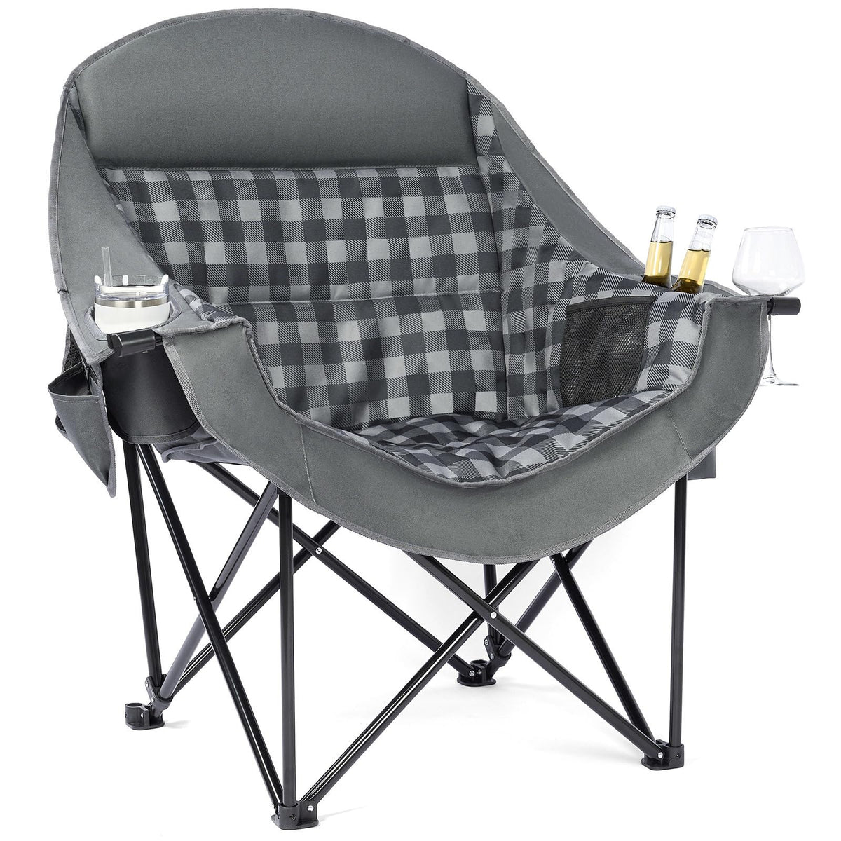 Heated Oversized Camping Chair - Heavy Duty Padded Comfy Warm Outdoor Chair