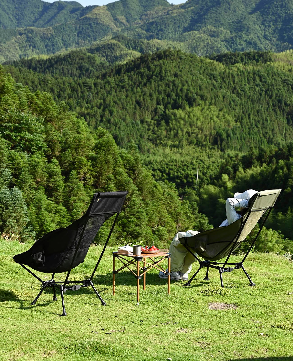 iClimb Ultralight Compact Folding Anti-Sinking Chair, Black