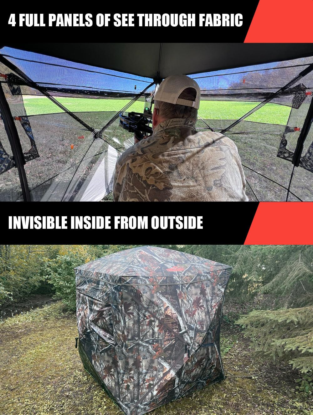 THUNDERBAY SPUR Collector 3 Person Hunting Blind, Portable Ground Blind with Silent Windows, Portable Durable Hunting Tent for Deer & Turkey Hunting