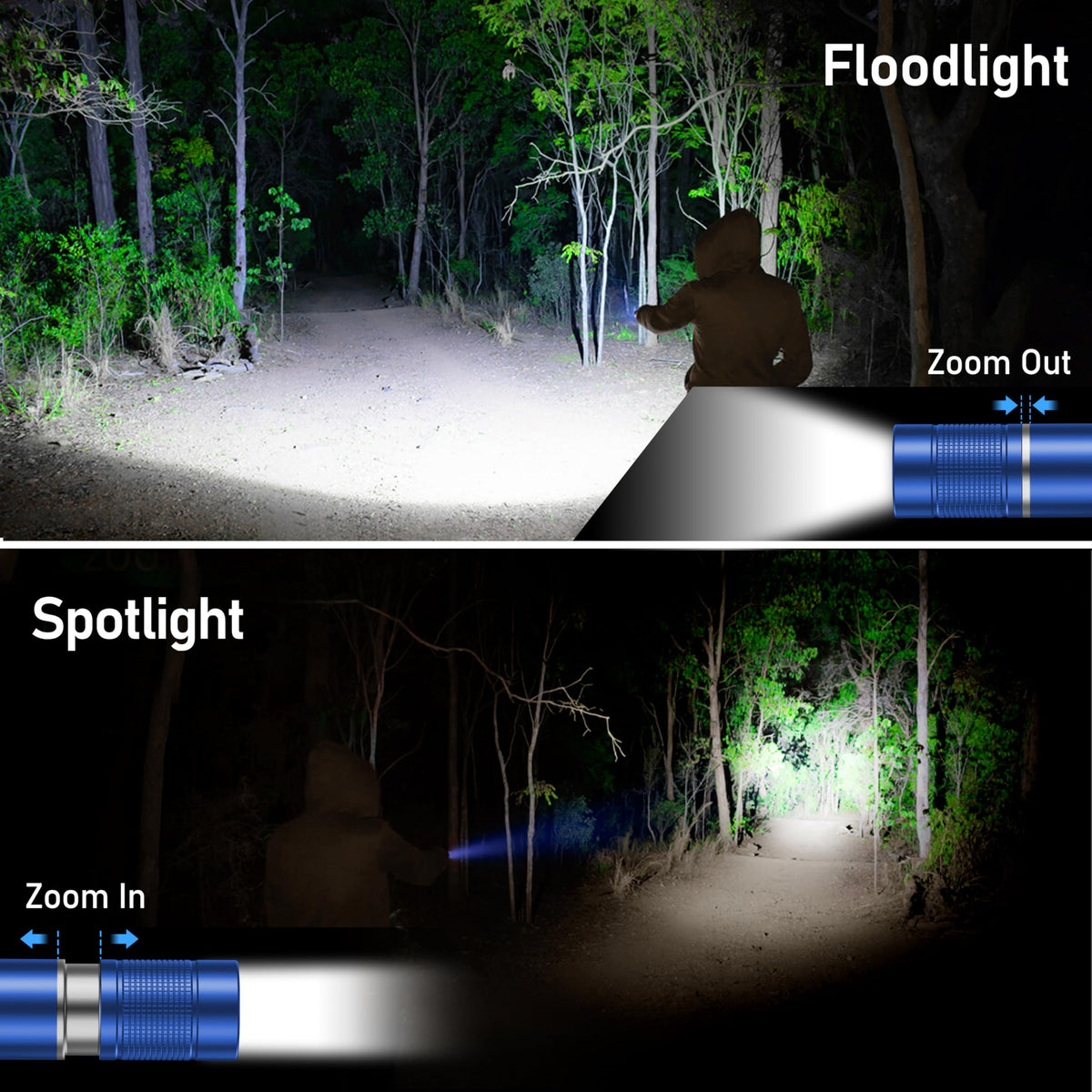 Blukar Rechargeable Flashlight, Super Bright Adjustable Focus Flashlights