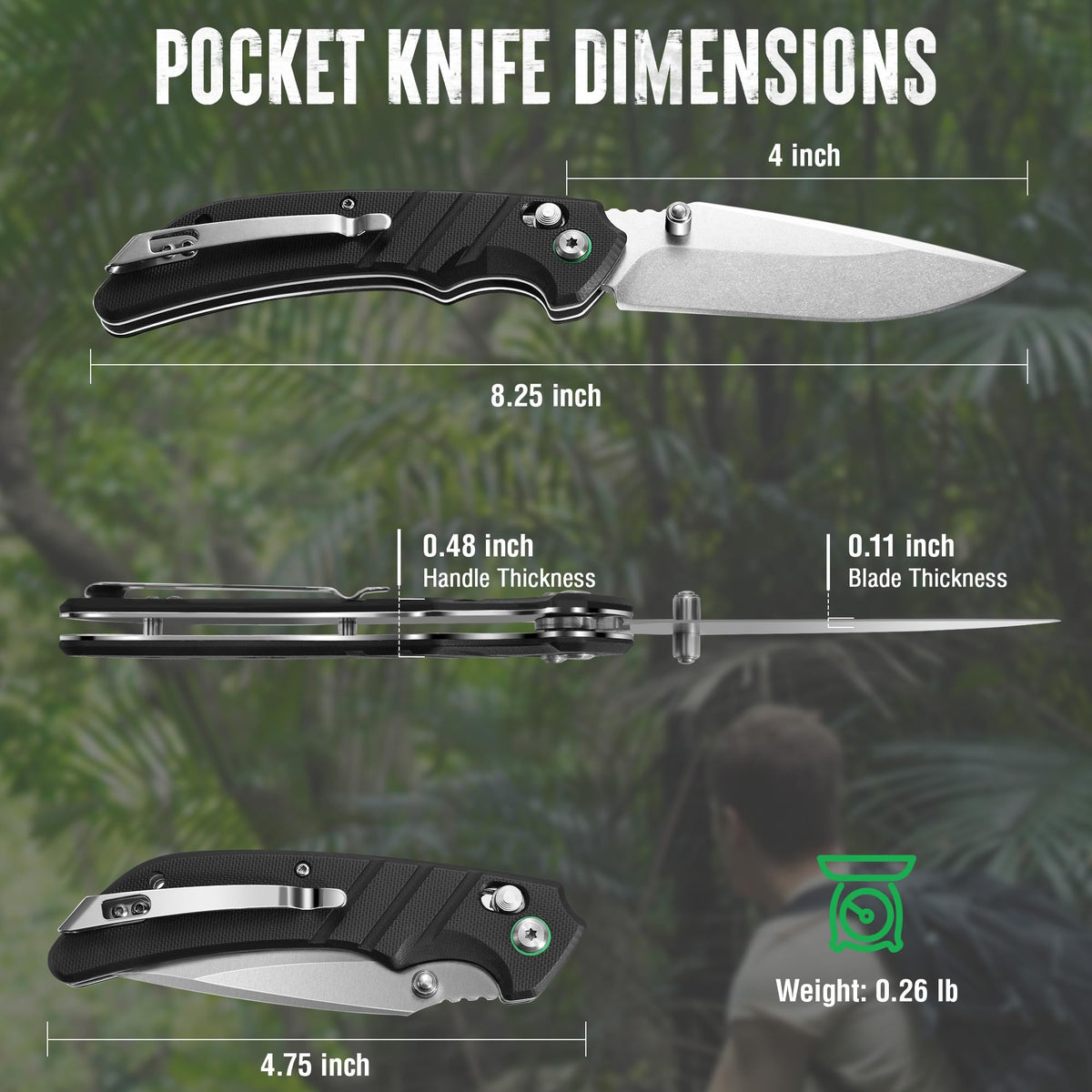 Mossy Oak Folding Pocket Knife, 4" Stonewash Stainless Steel Blade